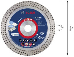  Диск диамантен за сухо рязане Bosch на керамика, теракот и фаянс 76 мм, 10 мм, 1.5 мм, Expert Hard Ceramic-2608900652