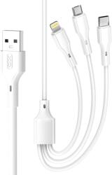 XO Design Cablu Incarcare XO Design USB-A - Lightning / microUSB / USB-C NB230 20W 1m Alb
