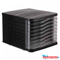 BLUERING Fiókos irattároló, 8 fiókkal, műanyag fekete, víztiszta fiókokkal Bluering(R) (3838971)