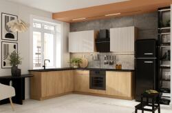 Artstolk Sarokkonyha SOFIA C | cremona tölgy/bézs 200-260 cm Kivitel: munkalappal