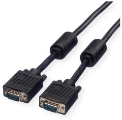 Roline kábel VGA HQ + Ferrite + DDC, HD15, M/M, 15m, fekete (11.04. 5665-2) (11.04.5665-2)