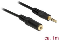 Delock Cablu de extensie jack stereo 3, 5 mm 3 pini masculin la feminin 1 m negru