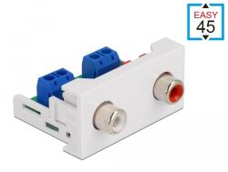 Delock Easy 45 modul, 2 x RCA anya csatlakozó, 22, 5 x 45 mm