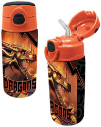 Graffiti Бутилка за вода Graffiti - Dragons, Със сламка, 500 ml (231414)