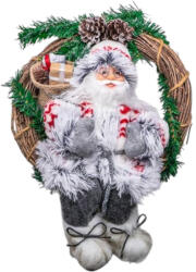 MagicHome karácsonyi dekoráció, koszorúban ülő Mikulás, 30 cm (TC8091327)