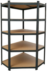 Leziter Nagy teherbírású sarokpolc 180x70x40-40 cm 175 kg fekete (LNP1804040B) - geminiduo