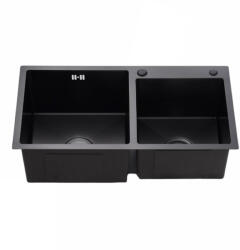  Acél mosogatótálca Nero Italia 78 x 43 cm + szárítókosár + szifon (fekete)