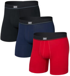 Saxx Essential Cotton Boxer Brief Fly 3Pk férfi boxer M / piros