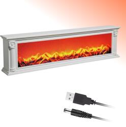  Semineu Decorativ Lumina LED cu simulare flacari, Model Vintage , Cu iluminare calda, Alimentare priza, Alimentare pe baterii, 100 x 28 cm, Pentru interior, Plastic, Alb (20082-70)