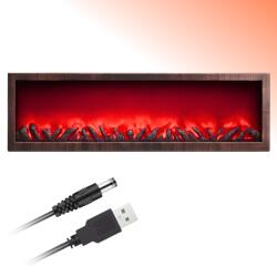  Semineu Decorativ, Lumina LED cu simulare flacari, Model dreptunghilar, Cu iluminare calda, Alimentare priza, Alimentare pe baterii, 100x28x12cm, Pentru interior, Plastic (20082-69)