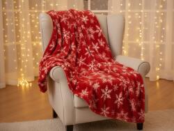 Karácsonyi mikroplüss sherpa pléd FROSTY FLAKES, piros Méret: 160 x 200 cm