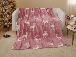  Sötétben világító karácsonyi mikroplüss pléd STAR DEER, piros Méret: 150 x 200 cm