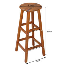 Casaria akácfa bárszék 2 db-os szett 76x34x34cm (100696) - ebuying