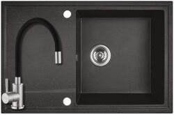 Laveo SRU_711T+SAP4-F090KB - LAVEO HUNTER gránit mosogató1m 1cs 670x440mmszemcsés fekete + ZEGOR álló csaptelep szett (SRU_711T+SAP4-F090KB)