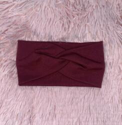  Pamut csavart egyszínű rugalmas fejpánt - Burgundi