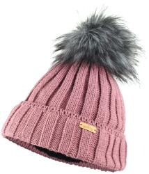 Bontis Bordázott női sapka szőrmés bojtal - Fáradt rózsaszín | unisex (L486-4)