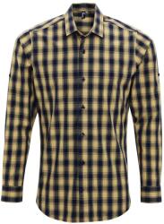 Premier Workwear Férfi pamut kockás ing - Camel / sötétkék | 3XL (PR250-1000226900)
