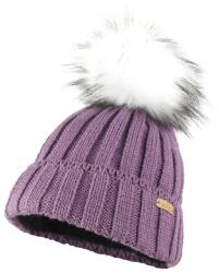 Bontis Bordázott női sapka szőrmés bojtal - Púderlila | unisex (L486-3)