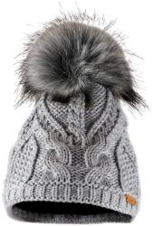 Bontis Női téli sapka szőrmés pomponnal - Világosszürke melírozott | unisex (L451-3)