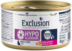 Exclusion Veterinary Diet Cat Hypoallergenic Pork and Potato nedves eledel macskának 85g