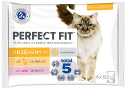 Perfect Fit 4x85g Sensitive alutasakos macskaeledel csirkével és lazaccal felnőtt macskák számára - tenyesztoitap