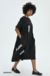 LES MIOS Rochie neagra A - line cu detalii albe si buzunar pe piept XS