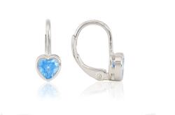 Ezüst gyermek fülbevaló patentzáras button szívecske ródiumbevonatos