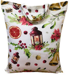  Mikulásvirág mintás karácsonyi textil táska - 35x45 cm