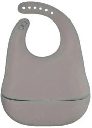  Szilikon Baba előke ételfogó zsebbel szürke