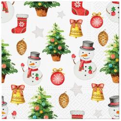  Szalvéta 20Db Snowmen Pattern 33X33 Cm