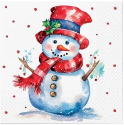  Szalvéta 20Db Watercolor Snowman 33X33 Cm