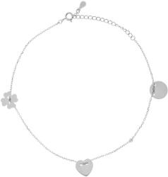 Argento-ekszer Ezüst bokalánc - négylevelű lóhere, szív, karika, hossza 22 - 26 cm (91769)