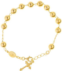 Argento-ekszer Aranyozott ezüst karkötő rózsafüzér - 1 tized, kereszt Jézussal, Csodás érem, hossza 21 - 24 cm (91844)