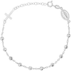 Argento-ekszer Ezüst karkötő rózsafüzér - 1 tized, kereszt, Csodás érem, hossza 19 - 22 cm (91941)