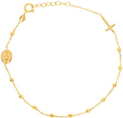 Argento-ekszer Arany karkötő rózsafüzér - 1 tized, kereszt, Csodás érem, Rolo minta, hossza 18 - 20 cm (9A003)