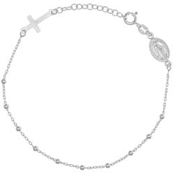 Argento-ekszer Ezüst karkötő rózsafüzér - 1 tized, kereszt, Csodás érem, hossza 18 - 21 cm (91930)