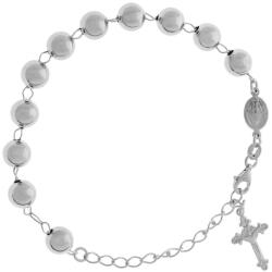 Argento-ekszer Ezüst karkötő rózsafüzér - 1 tized, kereszt Jézussal, Csodás érem, hossza 18 - 24 cm (92059)