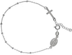 Argento-ekszer Ezüst karkötő rózsafüzér - 1 tized, kereszt, Csodás érem, hossza 19 - 22 cm (91417)