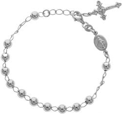 Argento-ekszer Ezüst karkötő rózsafüzér - 1 tized, kereszt Jézussal, Csodás érem, hossza 17 - 19 cm (92050)