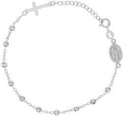 Argento-ekszer Ezüst karkötő rózsafüzér - 1 tized, kereszt, Csodás érem, hossza 18 - 21 cm (91823)