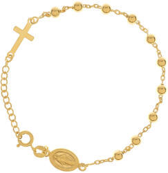 Argento-ekszer Aranyozott ezüst karkötő rózsafüzér - 1 tized, kereszt, Csodás érem, hossza 17 - 20 cm (91817)