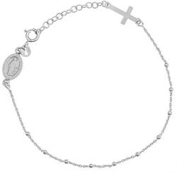 Argento-ekszer Ezüst karkötő rózsafüzér - 1 tized, kereszt, Csodás érem, hossza 18 - 21 cm (91926)
