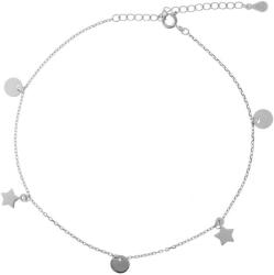 Argento-ekszer Ezüst bokalánc - csillagok, karikák, hossza 22 - 26 cm (91684)