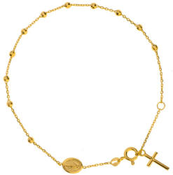 Argento-ekszer Arany karkötő rózsafüzér - 1 tized, kereszt, Csodás érem, hossza 18 és 20 cm (9A005)