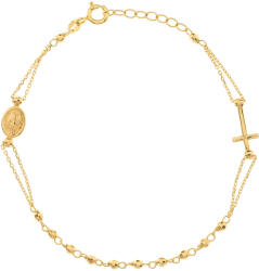 Argento-ekszer Arany karkötő rózsafüzér - 1 tized, Csodás érem, hossza 17 - 19 cm (9A036)