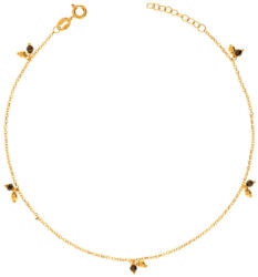 Argento-ekszer Arany bokalánc - golyók, fekete cirkóniák, hossza 22 - 24 cm (9A032)