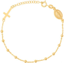 Argento-ekszer Aranyozott ezüst karkötő rózsafüzér - 1 tized, kereszt, Csodás érem, hossza 18 - 21 cm (91937)