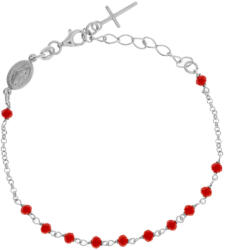Argento-ekszer Ezüst karkötő rózsafüzér - 1 tized, kereszt, Csodás érem, hossza 17 - 21 cm (91738)
