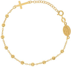 Argento-ekszer Aranyozott ezüst karkötő rózsafüzér - 1 tized, kereszt, Csodás érem, hossza 18 - 20 cm (92049)