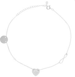 Argento-ekszer Ezüst bokalánc - szív, kör, végtelen, hossza 22 - 26 cm (91925)